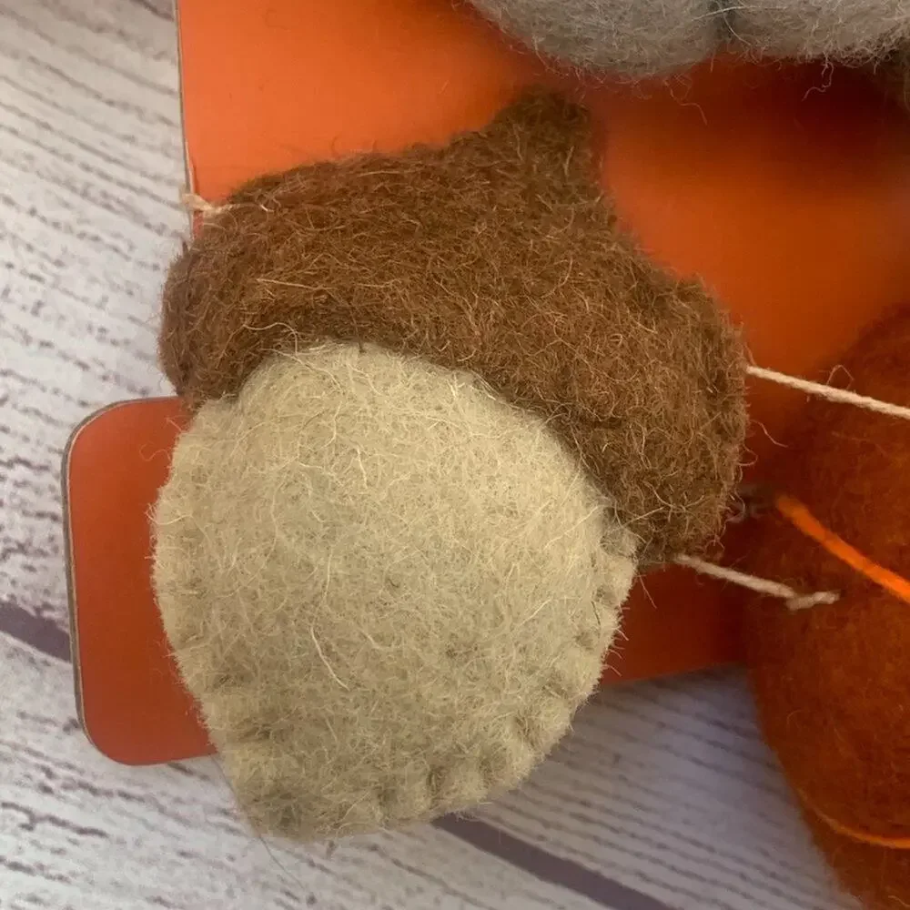 Fall Felt Pumpkin Acorn Garland on Twine String Hanging Loops 6ft Thanksgiving